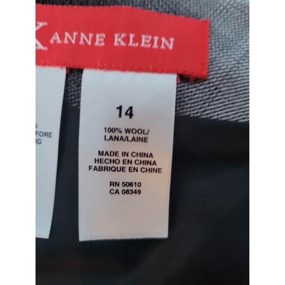 VTG Anne Klein Gradient Grey Wool Midi Skirt Sz 14 Dark Academia Preppy - Picture 7 of 7